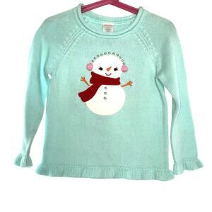 Gymboree girls snowman baby blue lightweight sweater SZ XS